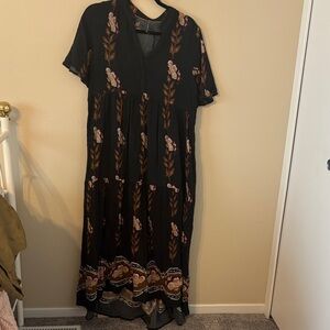Anthropologie Kallie 100% Cotton Floral Gazie Midi Dress